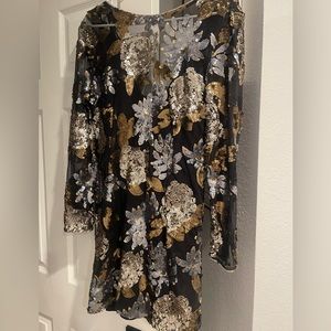 Fun long sleeve sequins mini dress